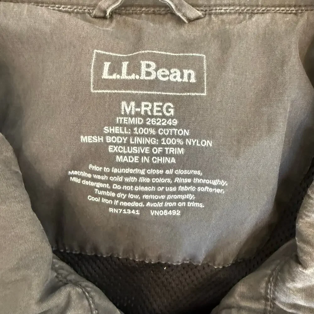 L.L.Bean Jacket Men's Medium Army Green Washed Cotton Cargo Utility Barn Coat